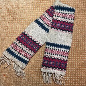 Eddie Bauer Fair Isle Wool Blend Scarf Nordic Winter Cabin Cozy Boho Warm Skiing